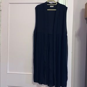 Free People navy chiffon pleated duster vest